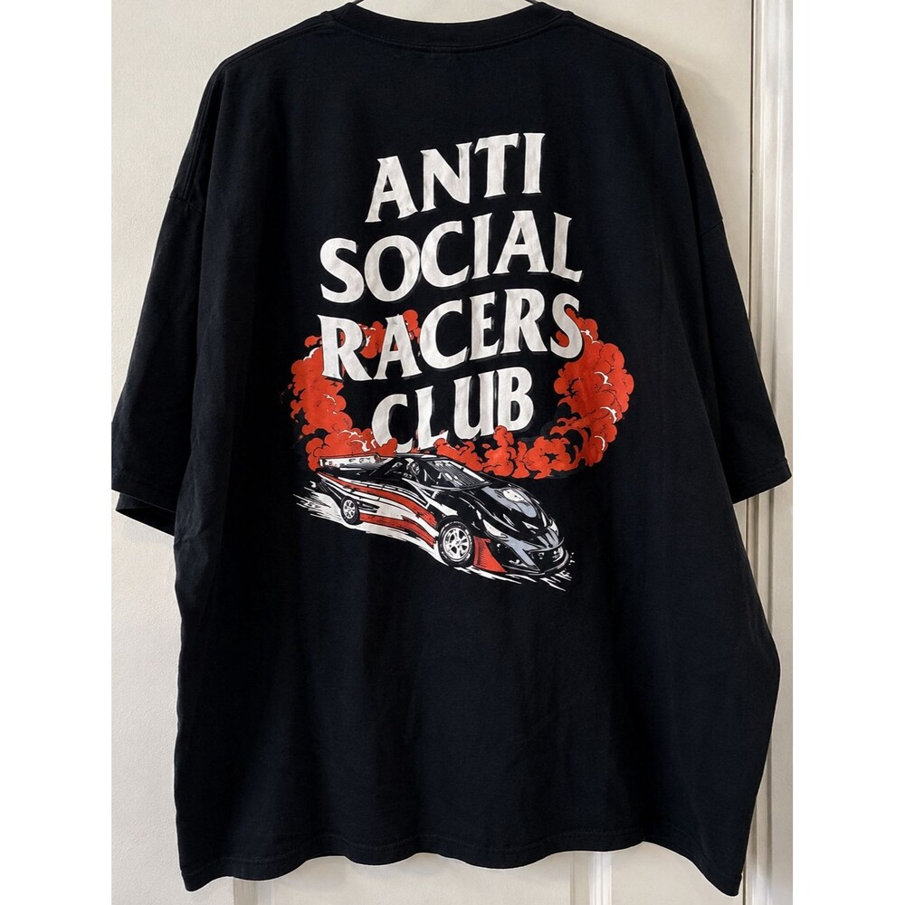 Anti Social Racers Club T Shirt Mens 4XL Black Racing Car Graphic Double Sided